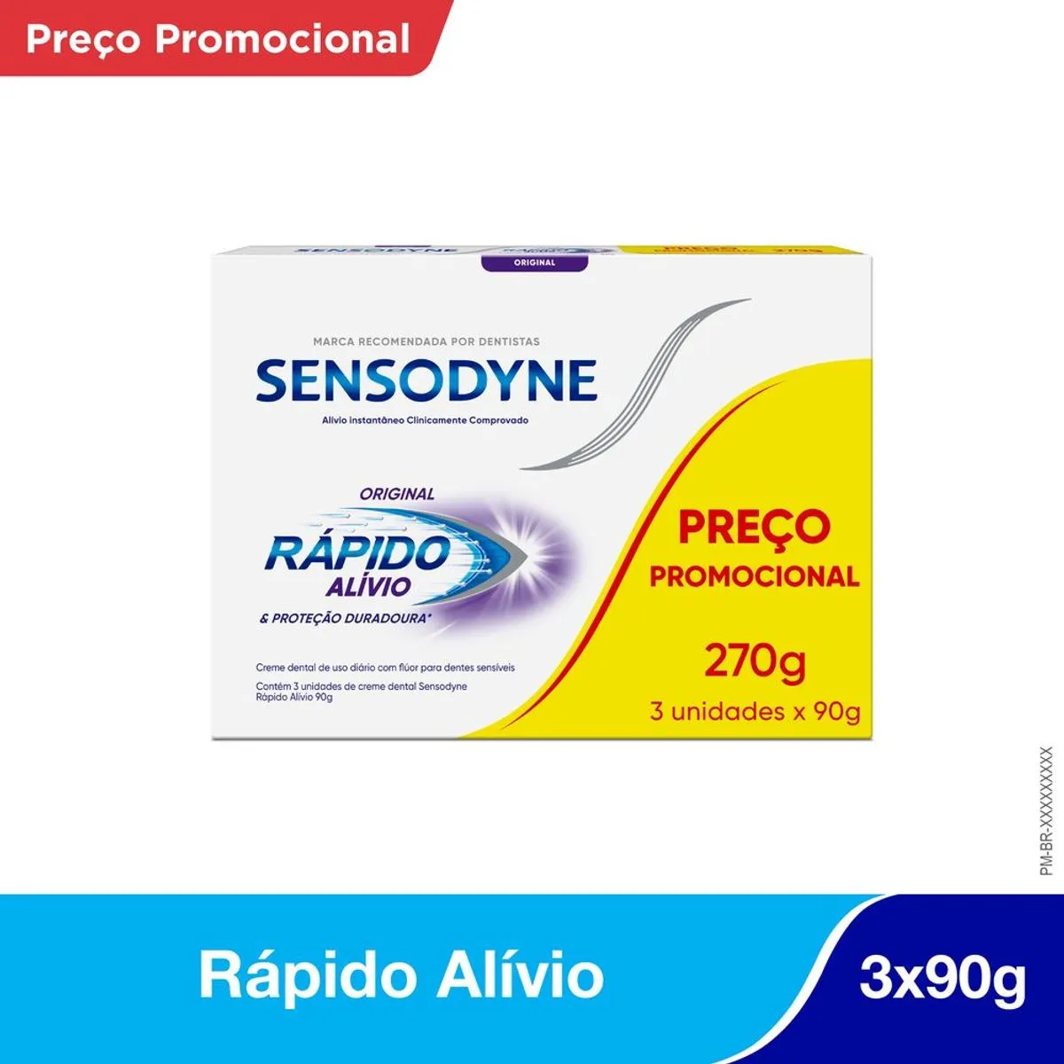 Kit Creme Dental Sensodyne Rápido Alívio Original para Dentes Sensíveis 90g 3 Unidades