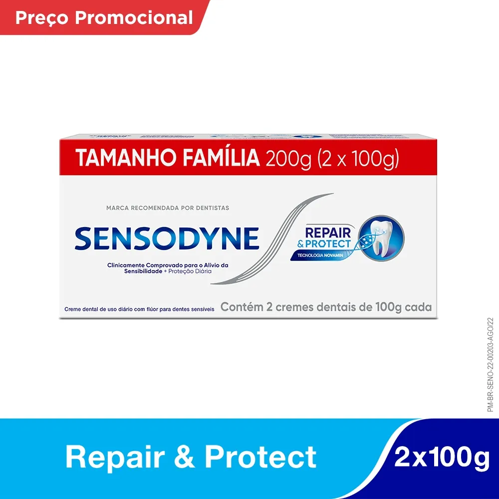 Kit Creme Dental Sensodyne Repair & Protect para Dentes Sensíveis 100g 2 Unidades