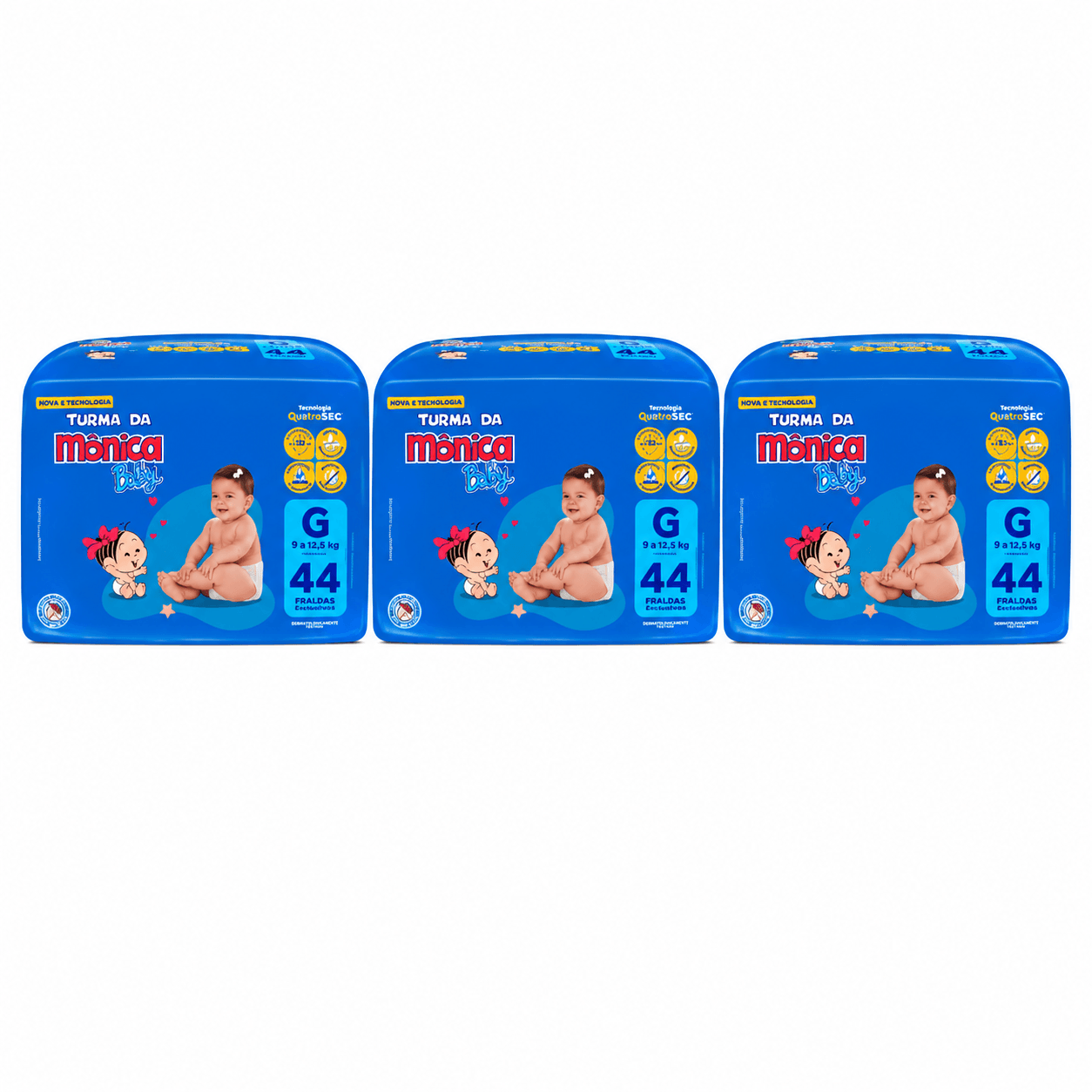 Kit Cremer Turma da Mônica Baby Fralda Descartável Mega G 2 Pacotes 44 Uni Cada