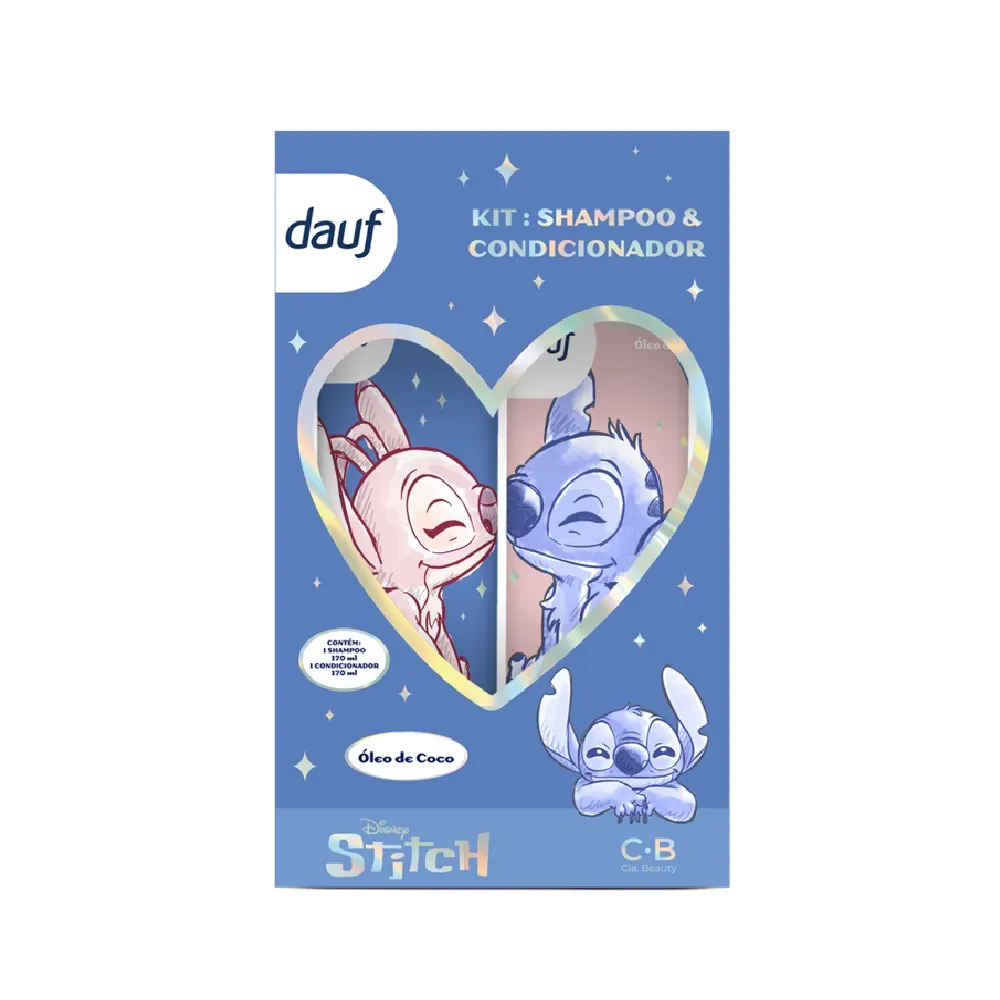 Kit Dauf Shampoo 170ml + Condicionador Stitch Óleo De Coco 170ml