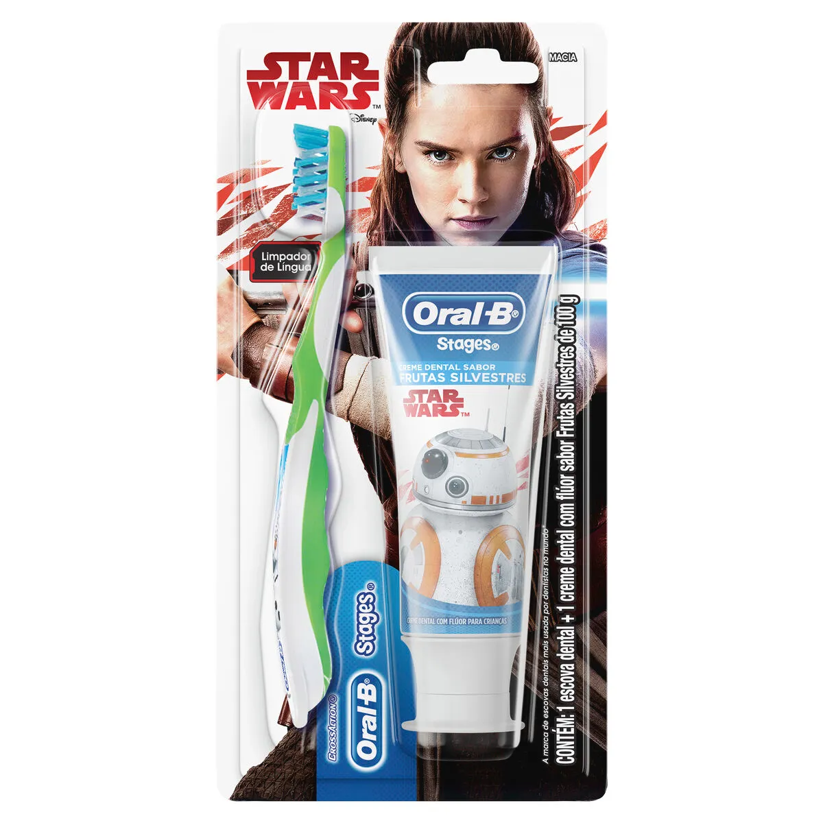 Kit Escova Dental Infantil Oral-B Stages Star Wars Cerdas Macias 1 Uni + Creme Dental Infantil Stages Star Wars Sabor Frutas Silvestres 100g 1 Uni