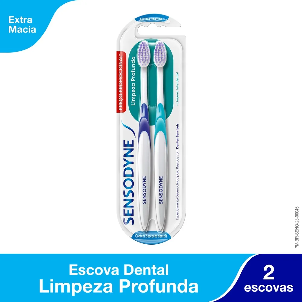 Kit Escova Dental Sensodyne Limpeza Profunda Extra Macia Cores Sortidas 2 Unidades