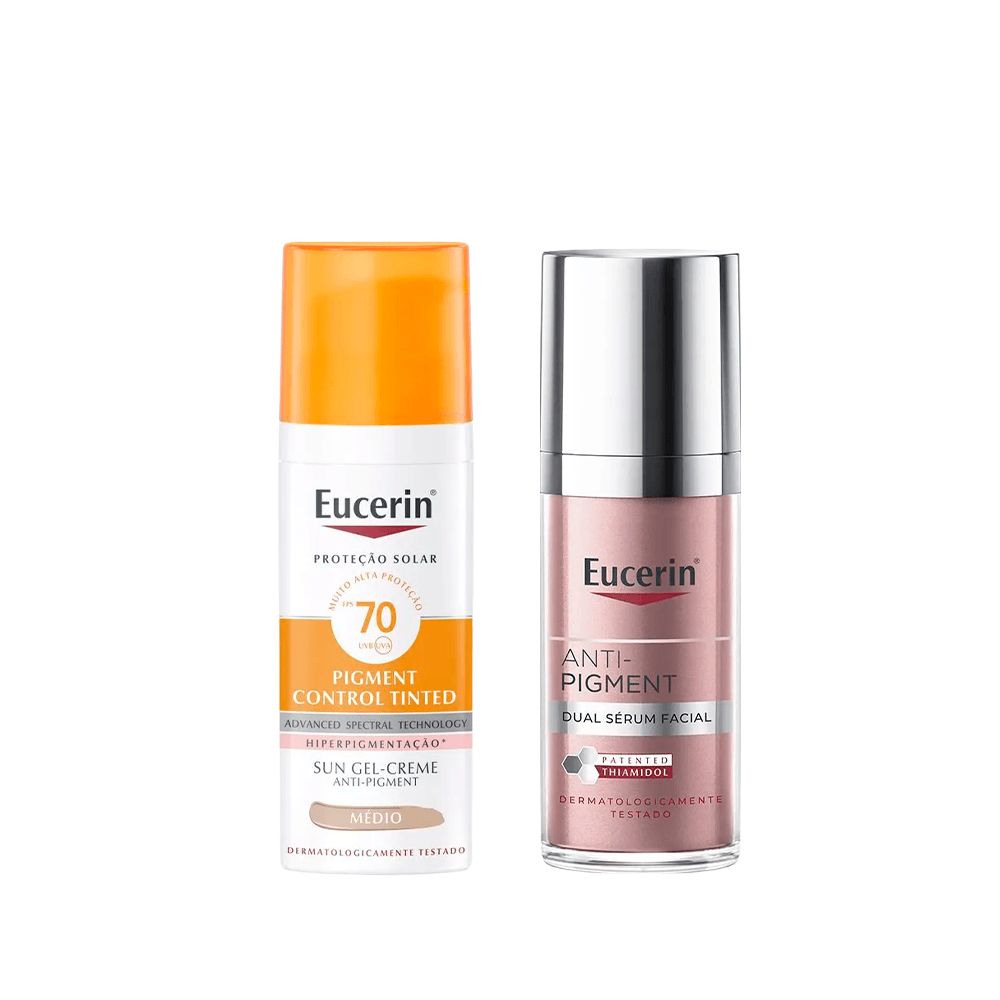 Kit Eucerin Sérum Facial Anti-Pigment Clareador Dual 30ml + Protetor Solar Facial Pigment Control FPS70 Tom Médio 50ml