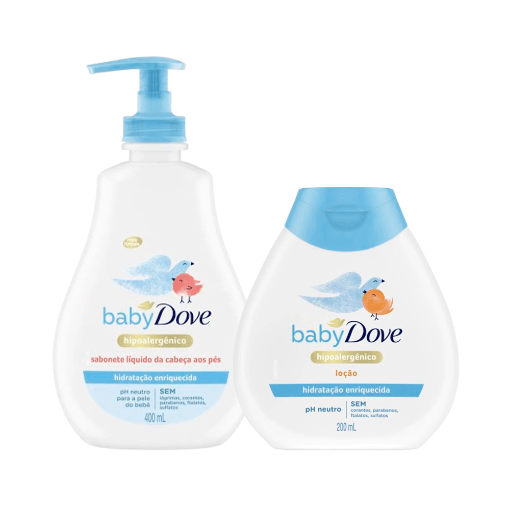 Kit Infantil Dove Hidratação Sabonete Líquido 400ml + Loção Hidratante Hipoalergênica 200ml