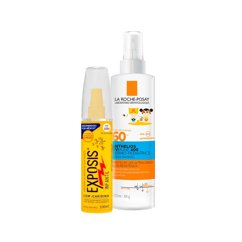 Kit Infantil Exposis + La Roche Repelente Sem Perfume Spray 100ml + Protetor Solar Anthelios UVB + UVA 60fps 200ml