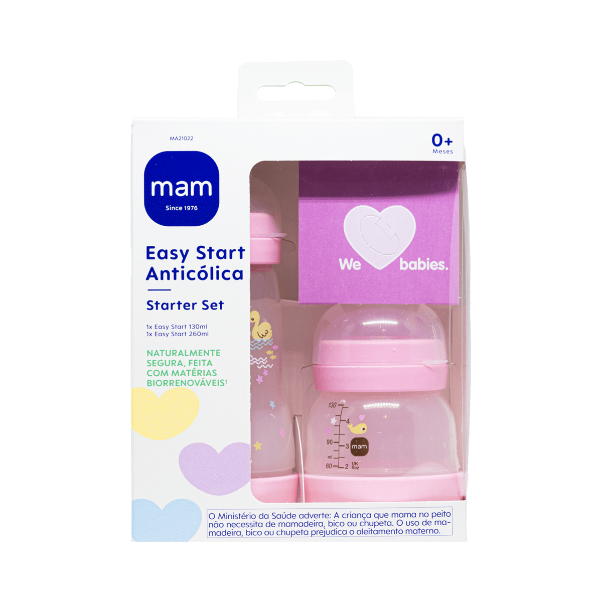 Kit Mamadeiras MAM Easy Start Rosa 130ml e 260ml 2 Unidades