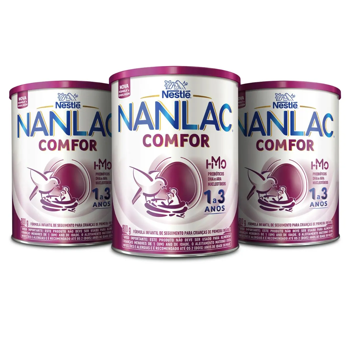 Kit Nanlac Fórmula Infantil Nestlé Comfor 800g 3 Unidades