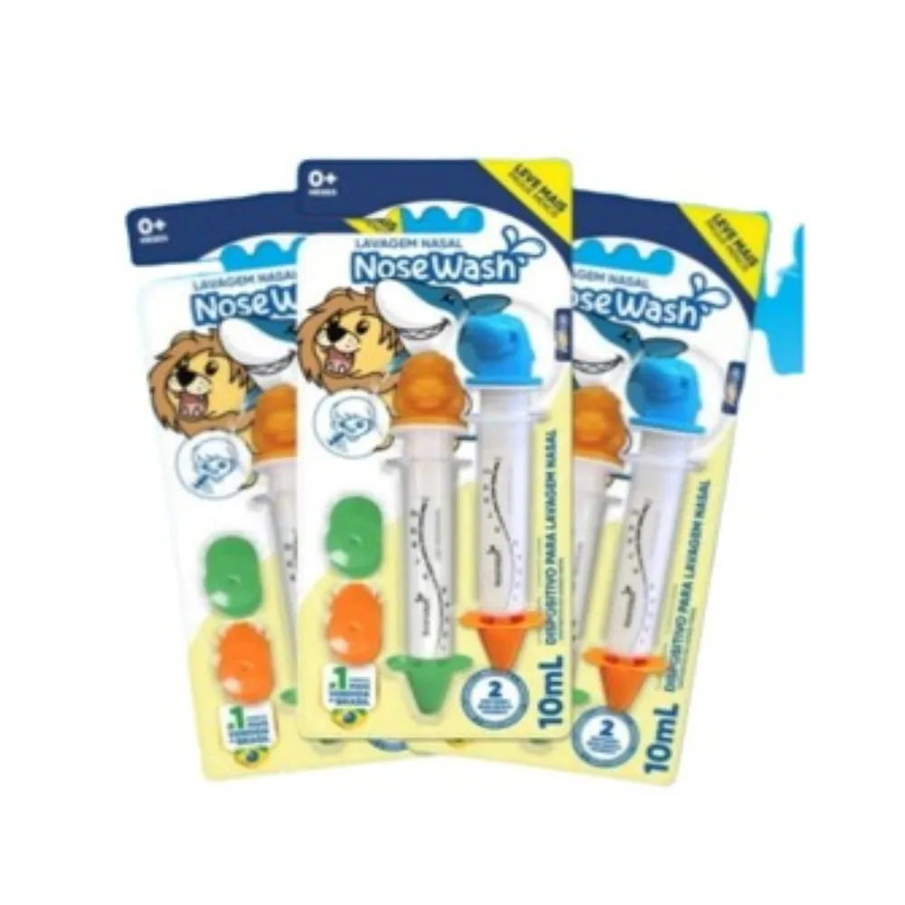 Kit Nosewash Dispositivo de Lavagem Nasal Tubarão 1 Unidade + Seringas 10ml 2 Unidades Pack Promocional