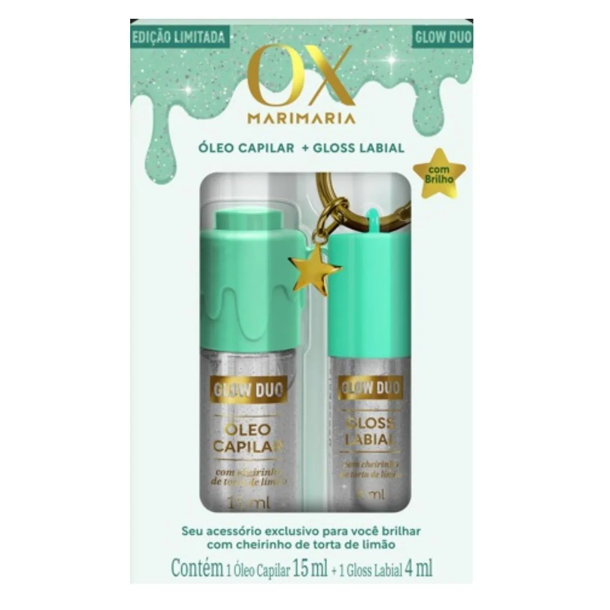 Kit Ox Mari Maria Glow Duo Torta De Limão Óleo Capilar 15ml + Gloss Labial 4ml