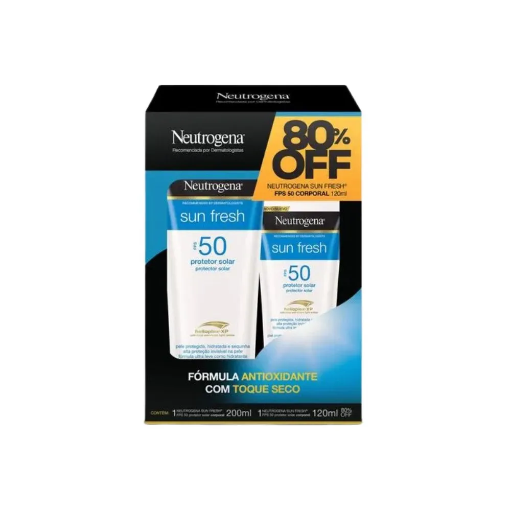 Kit Protetor Solar Neutrogena Sun Fresh FPS50 200ml 1 Unidade + Protetor Solar Neutrogena Sun Fresh FPS50 120ml 1 Unidade