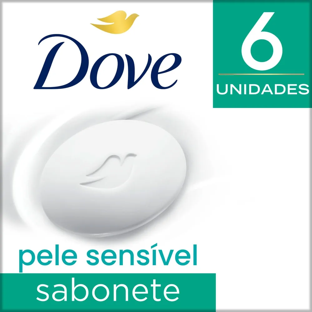 Kit Sabonete em Barra Dove Pele Sensível 90g 6 Unidades
