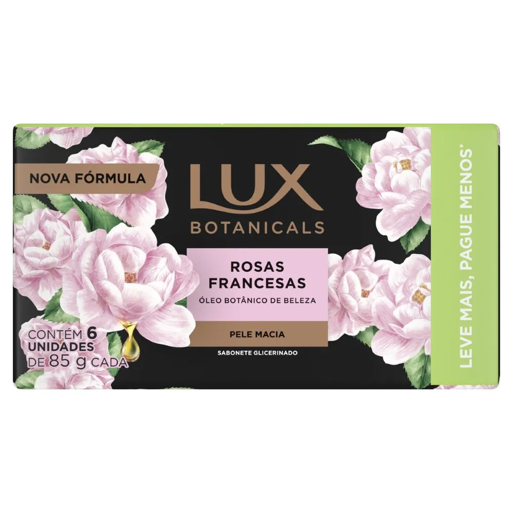 Kit Sabonete Glicerinado Lux Botanicals Rosas Francesas 85g 6 Unidades