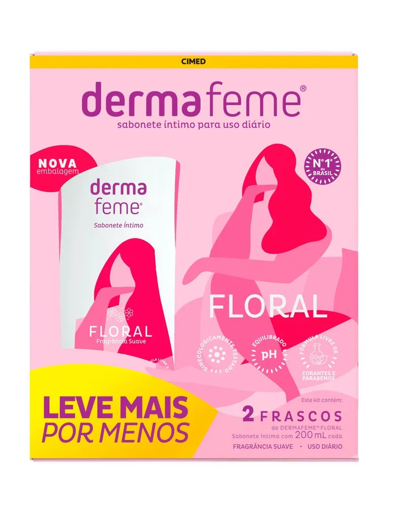 Kit Sabonete Íntimo Dermafeme Floral 200ml 2 Unidades