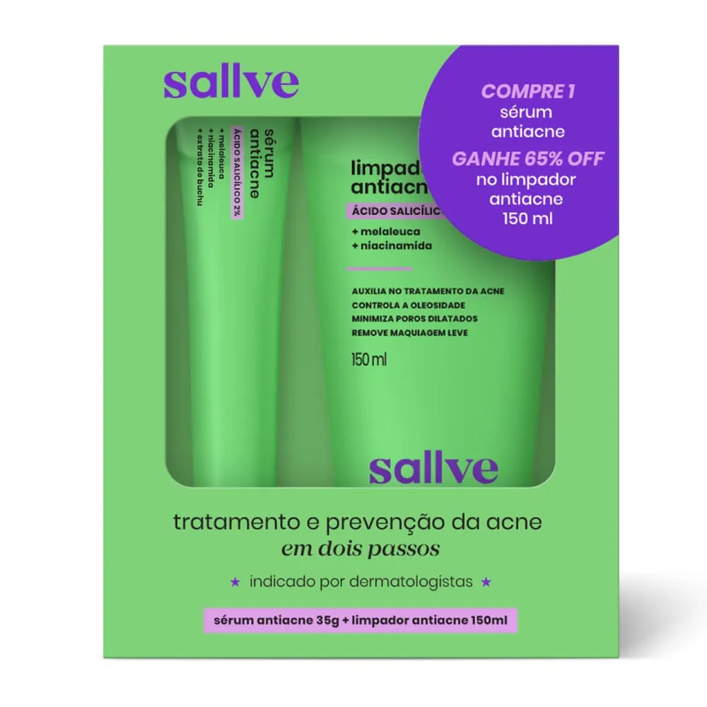Kit Sallve Antiacne Com Ácido Salicílico Sérum 35g + Limpador 150ml