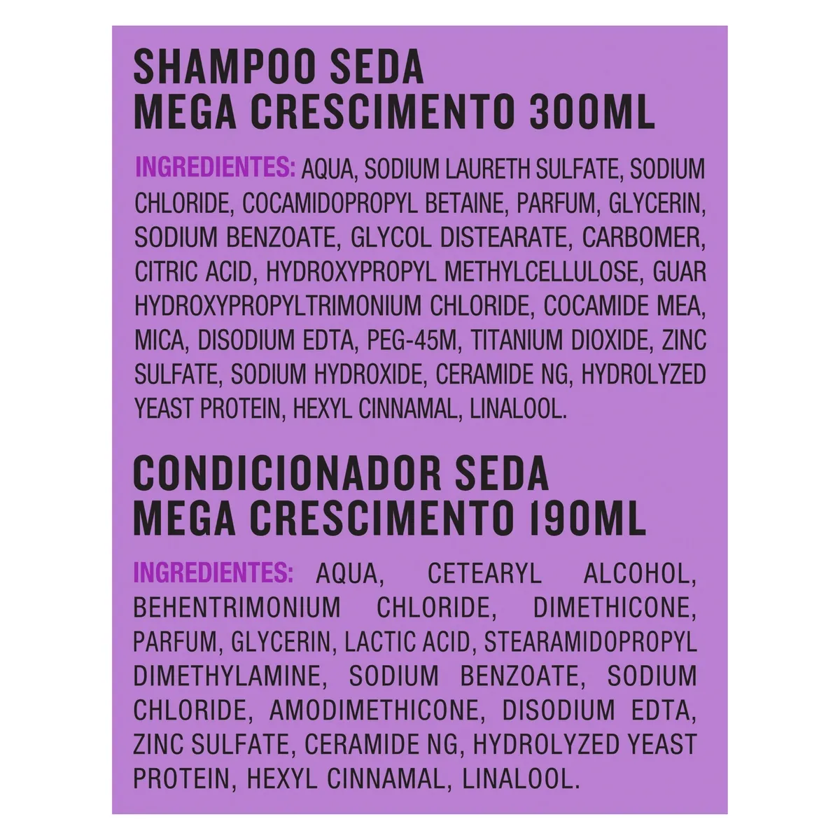 Kit Seda Mega Crescimento Shampoo 300ml + Condicionador 190ml — foto 4