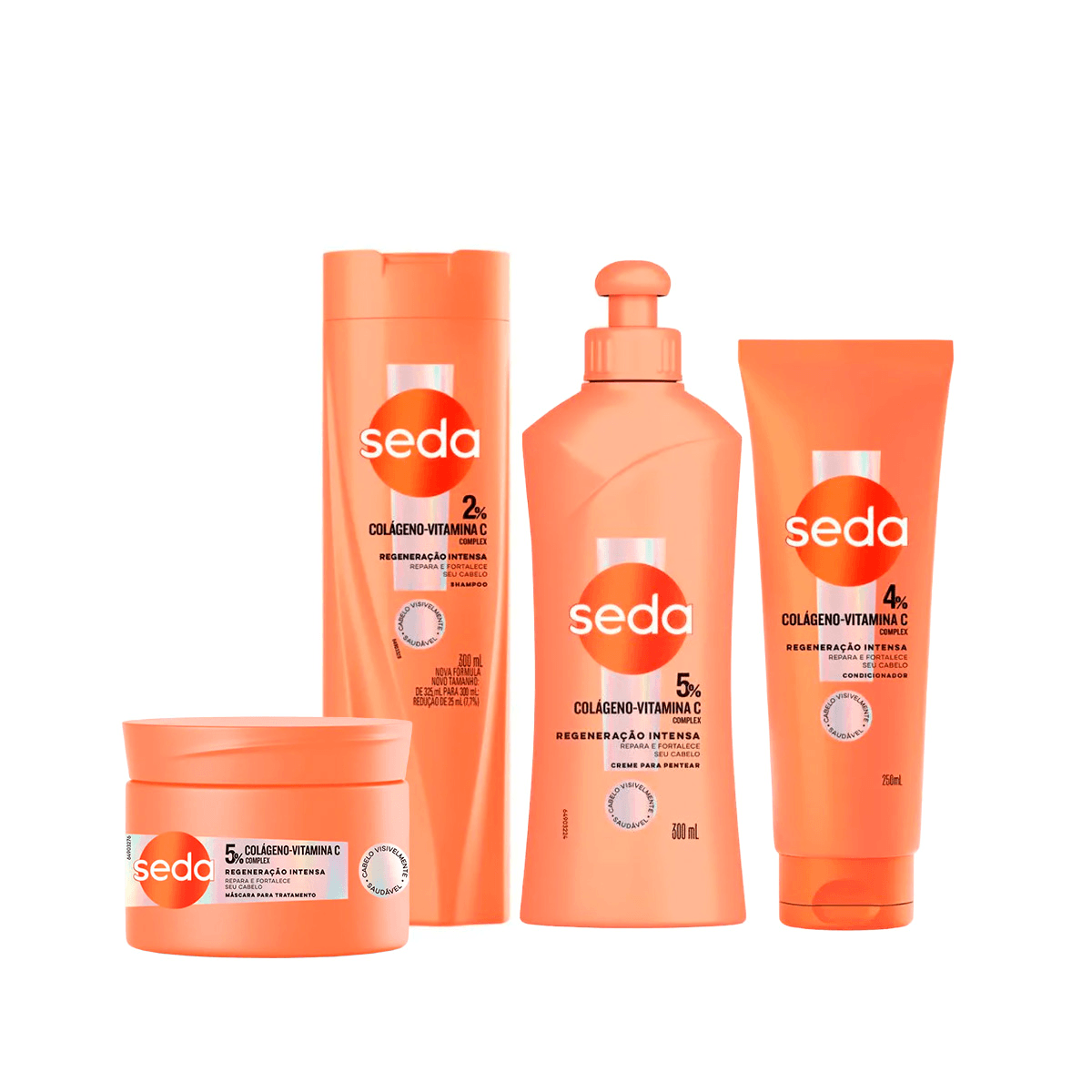 Kit Seda Vitamina C Shampoo 300ml + Condicionador 250ml + Creme de Pentear 300ml + Máscara Capilar 300g