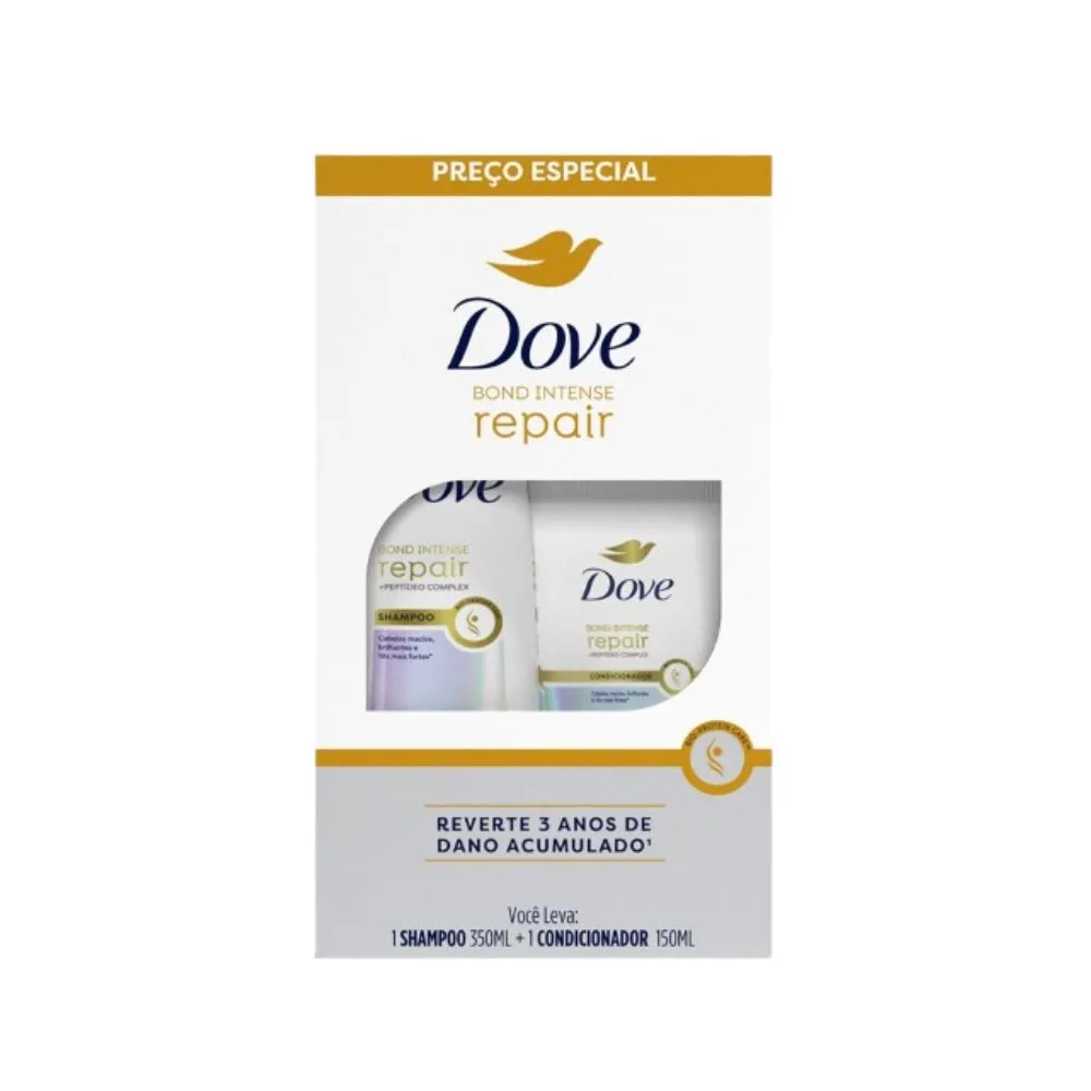 Kit Shampoo Dove Bond Intense Repair 350ml 1 Unidade + Condicionador Dove Bond Intense Repair 150ml 1 Unidade