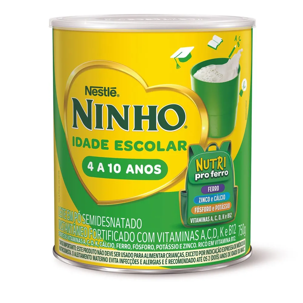 Leite em Pó Infantil Ninho Idade Escolar Semidesnatado de 4 a 10 anos 750g