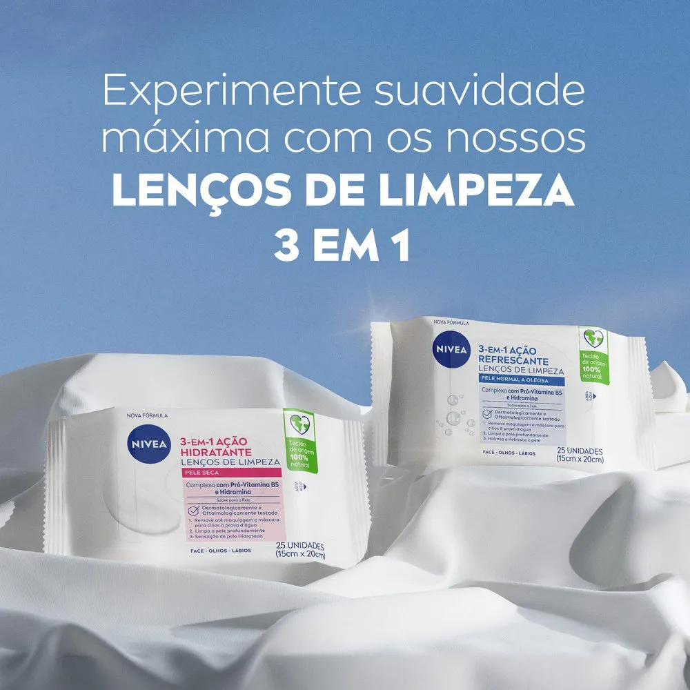 Lenço Demaquilante Nivea 3 em 1 Ação Hidratante 25 unidades — foto 8