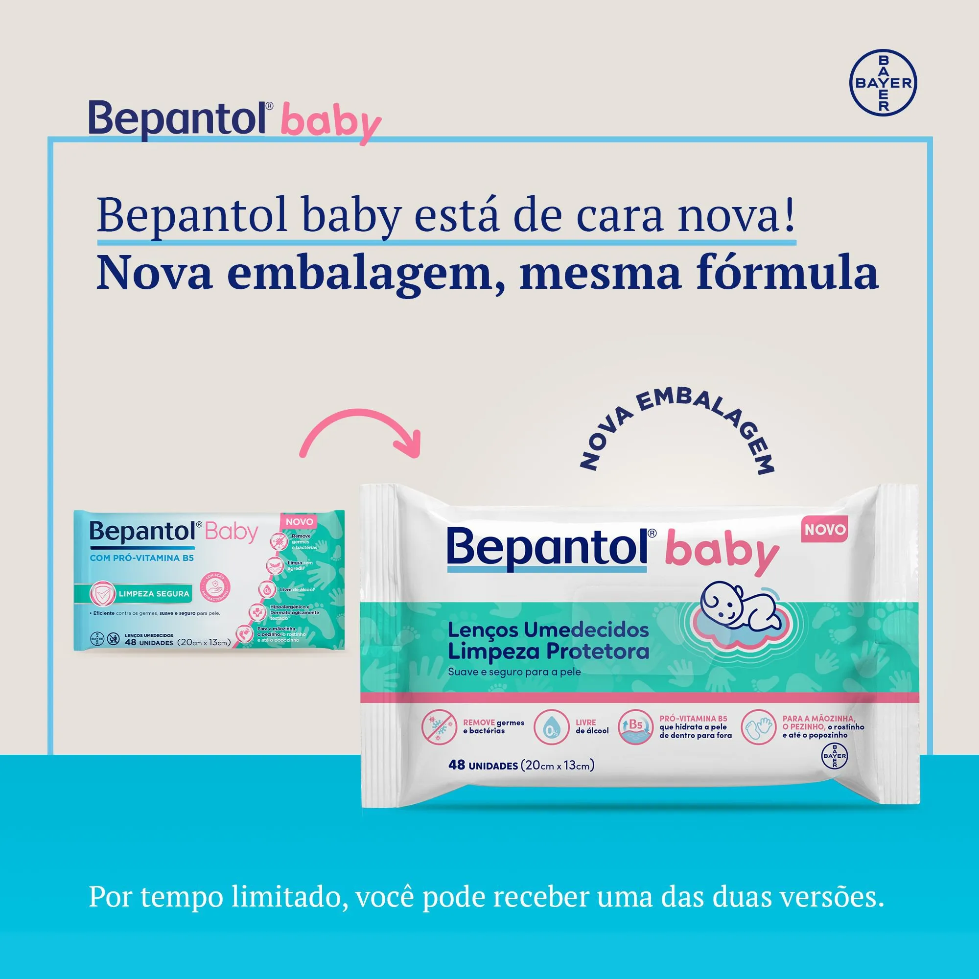 Lenços Umedecidos Bepantol Baby Limpeza Protetora Antibac 48 Unidades — foto 2