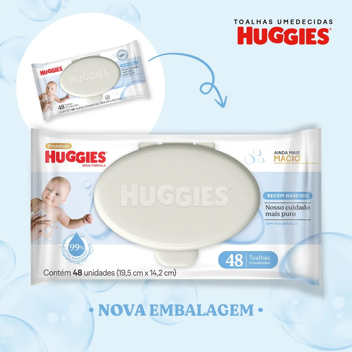 Lenços Umedecidos Huggies Recém-Nascido Sem Fragrância 192 Unidades — foto 3