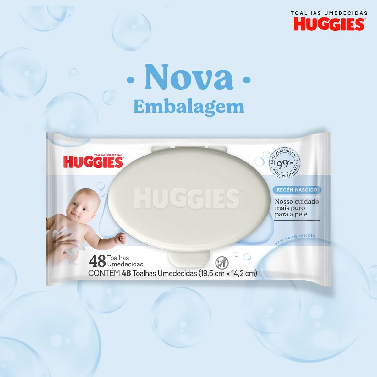 Lenços Umedecidos Huggies Recém-Nascido Sem Fragrância 48 Unidades — foto 2