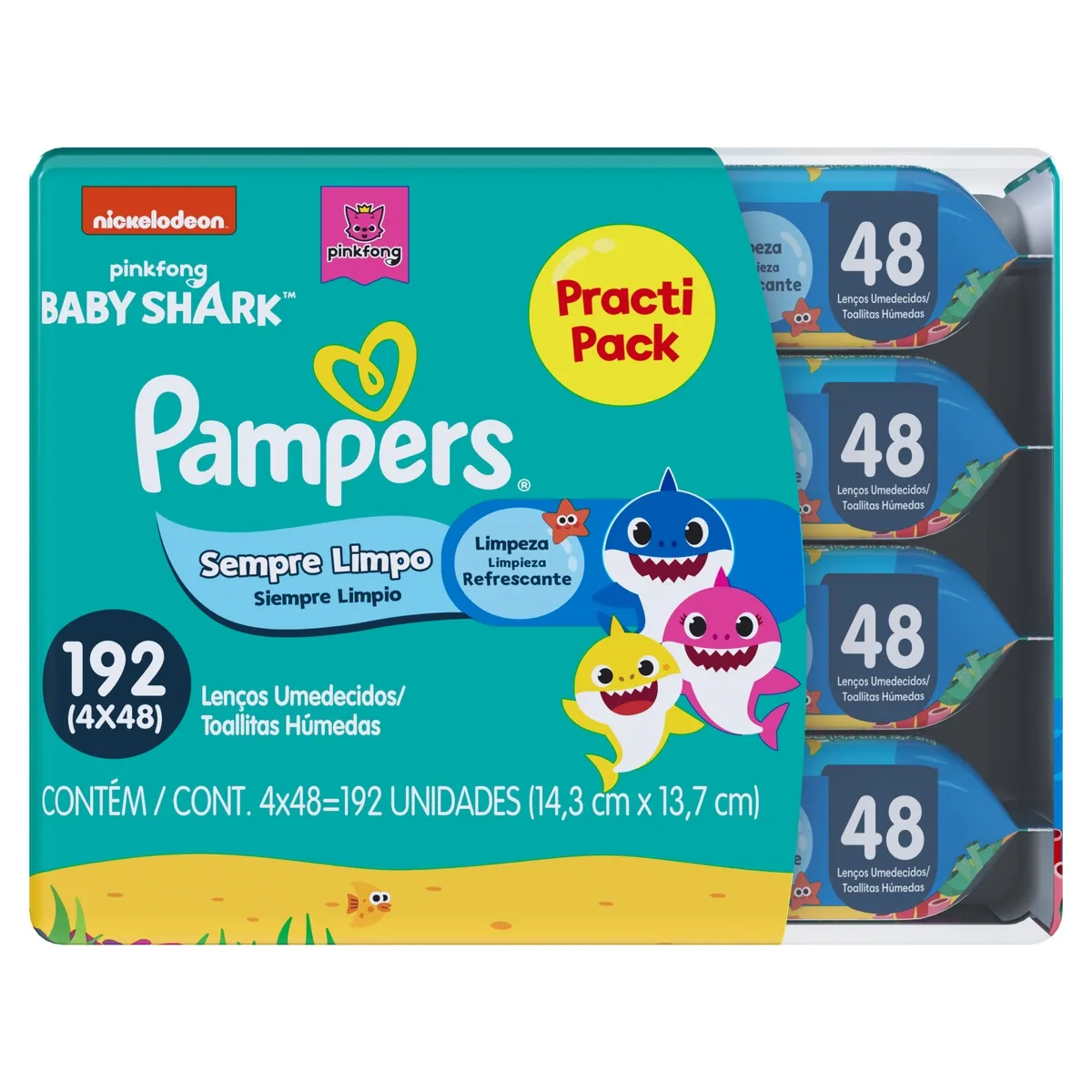 Lenços Umedecidos Pampers Splash Baby Shark 192 Unidades — foto 6