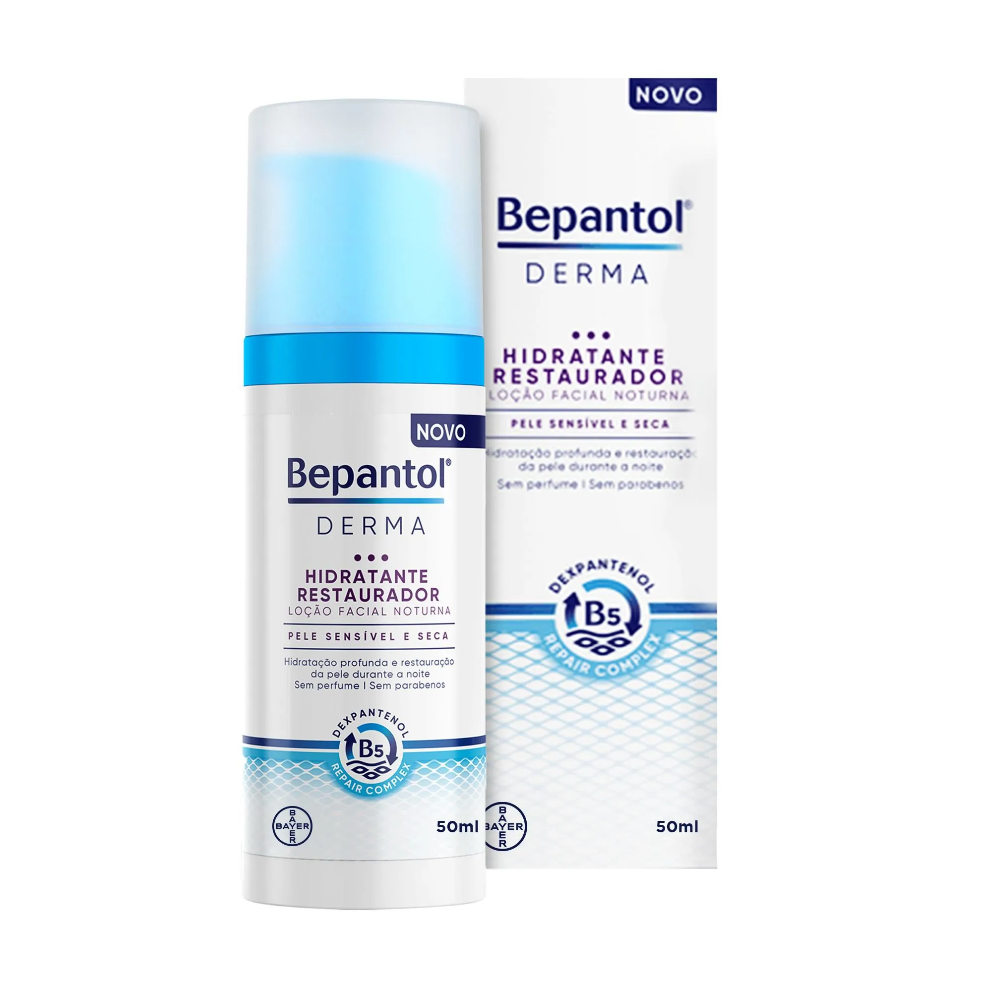 Loção Facial Bepantol Derma Hidratante Restaurador Noturna 50ml