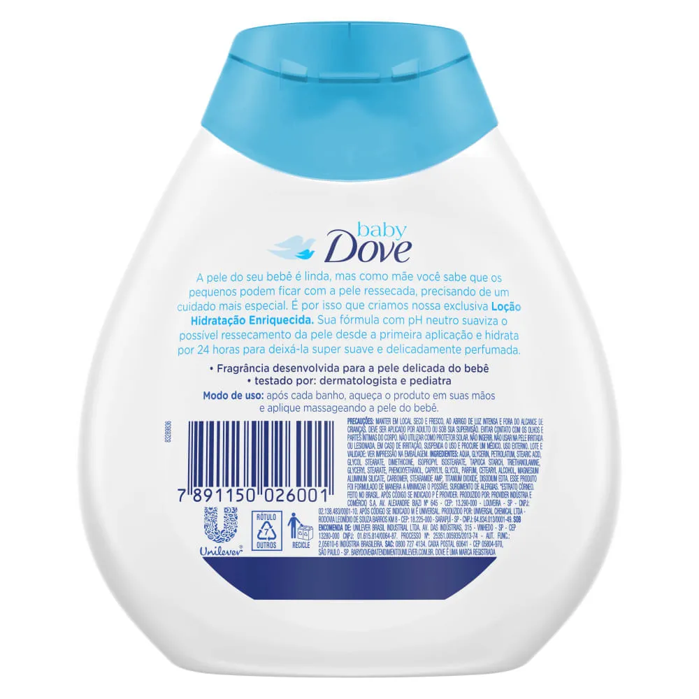 Loção Hidratante Infantil Baby Dove Hidratação Enriquecida Bebê Hipoalergênica 200ml — foto 3