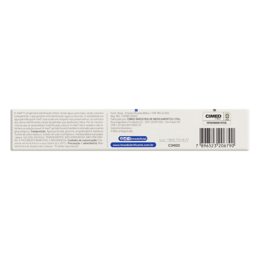 Lubrificante Íntimo K-Med Neutro 50g