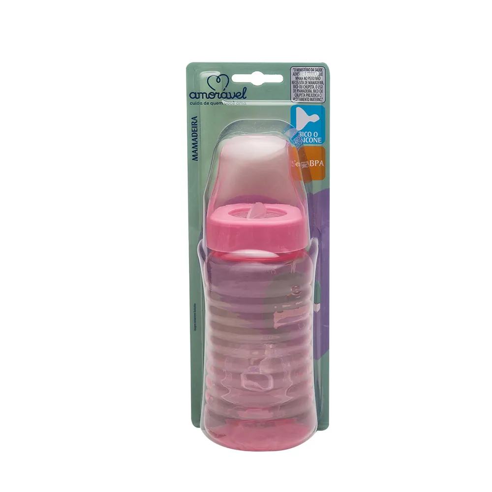 Mamadeira Amorável Big Silicone Ortodôntica Rosa 340ml