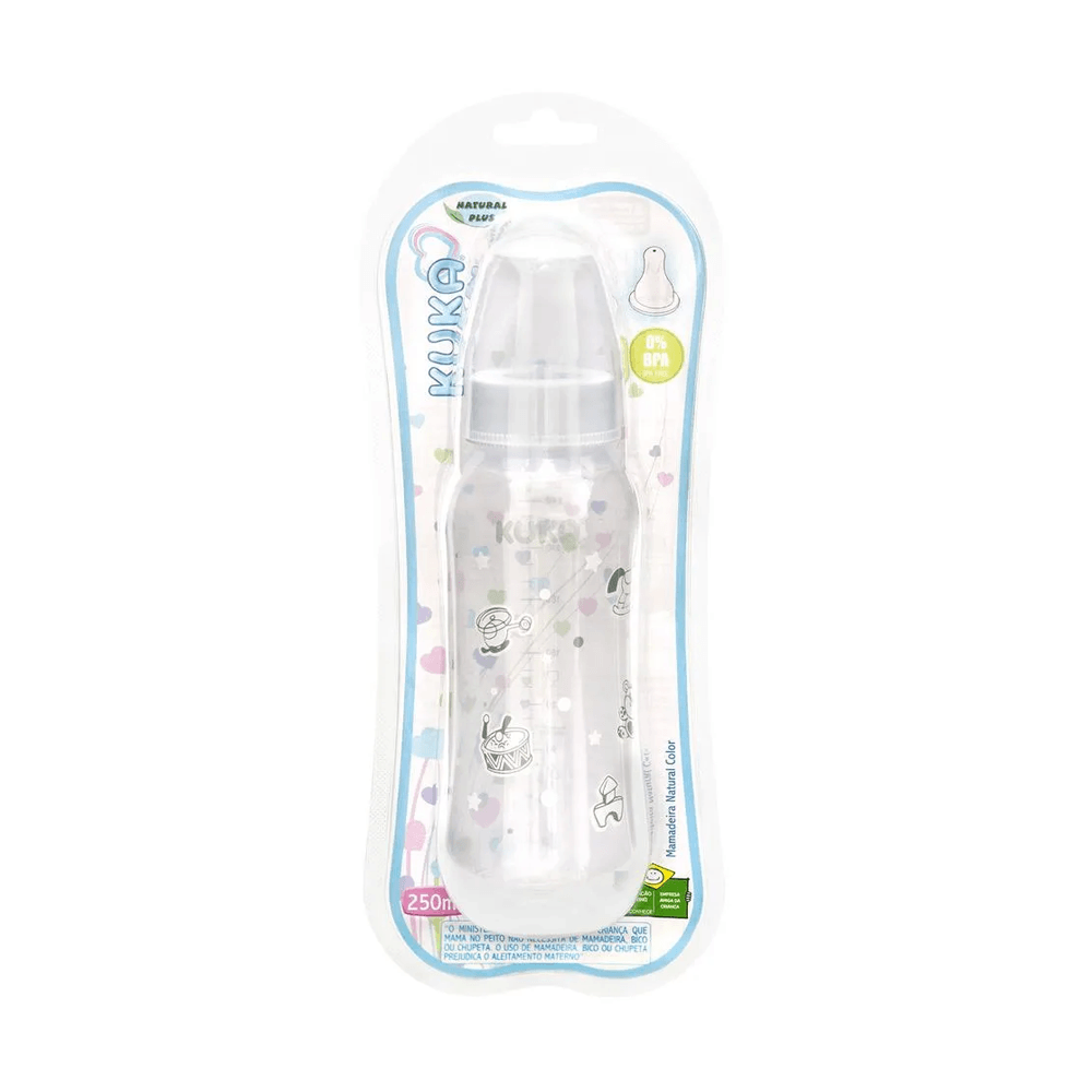 Mamadeira Kuka Natural Bico Universal +6 meses Branca 250ml 1 Unidade