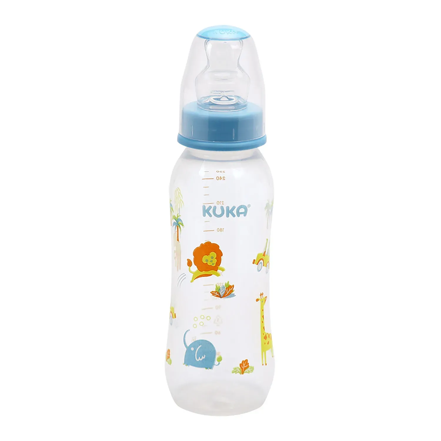 Mamadeira Kuka Natural Color Bico Ortodôntico +6 meses Polipropileno Azul 250ml 1 Unidade