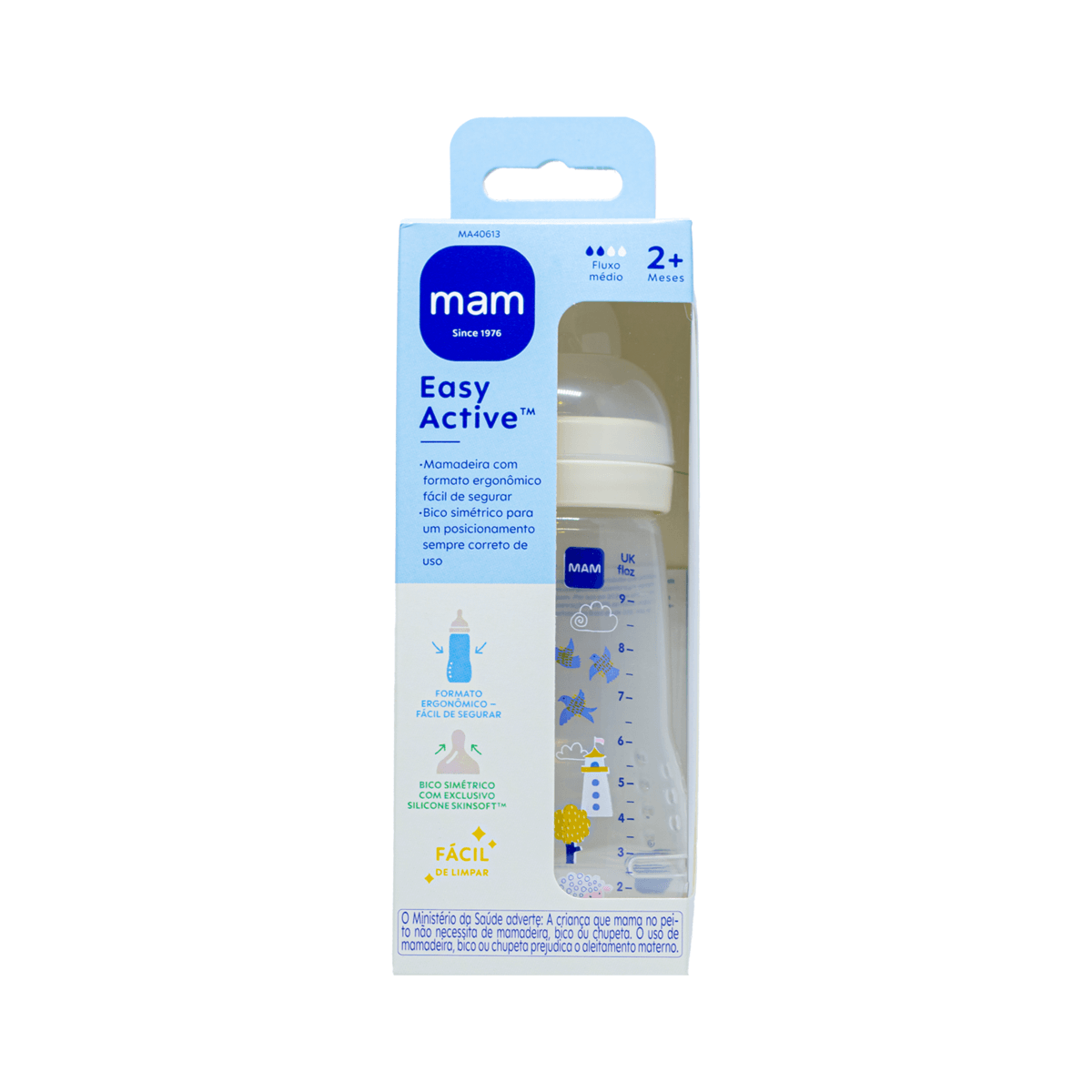 Mamadeira MAM Easy Active Anticólica +2 meses Transparente 270ml 1 Unidade