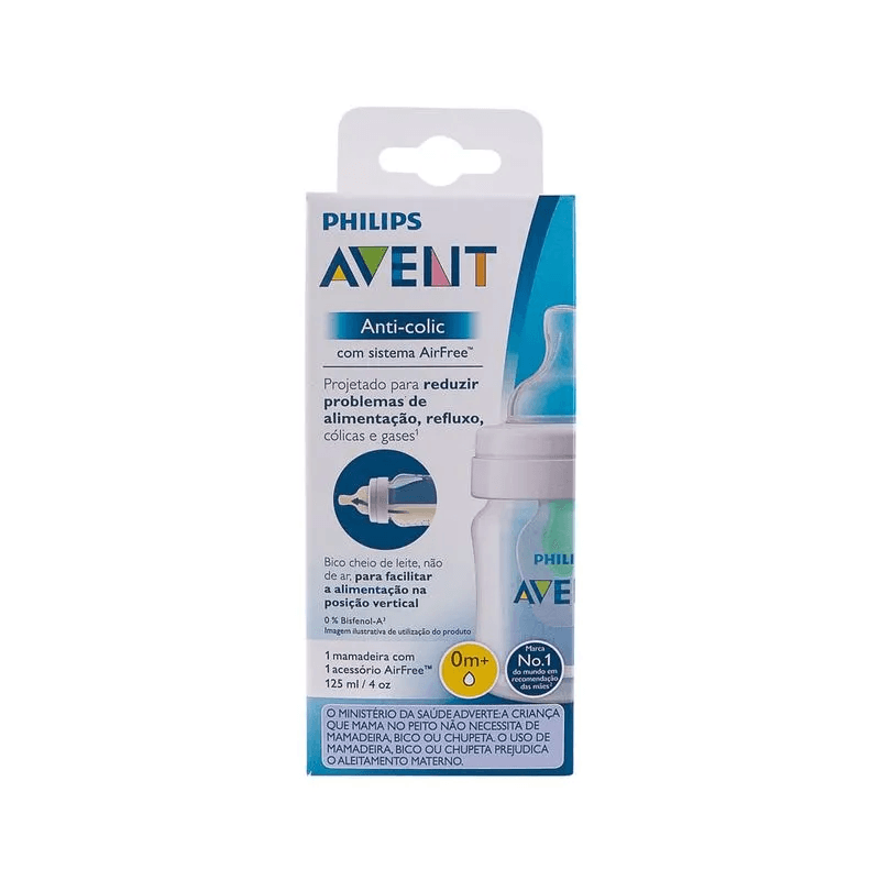 Mamadeira Philips Avent Anti-Colic +0 meses AirFree Fluxo Muito Lento 125ml 1 Unidade