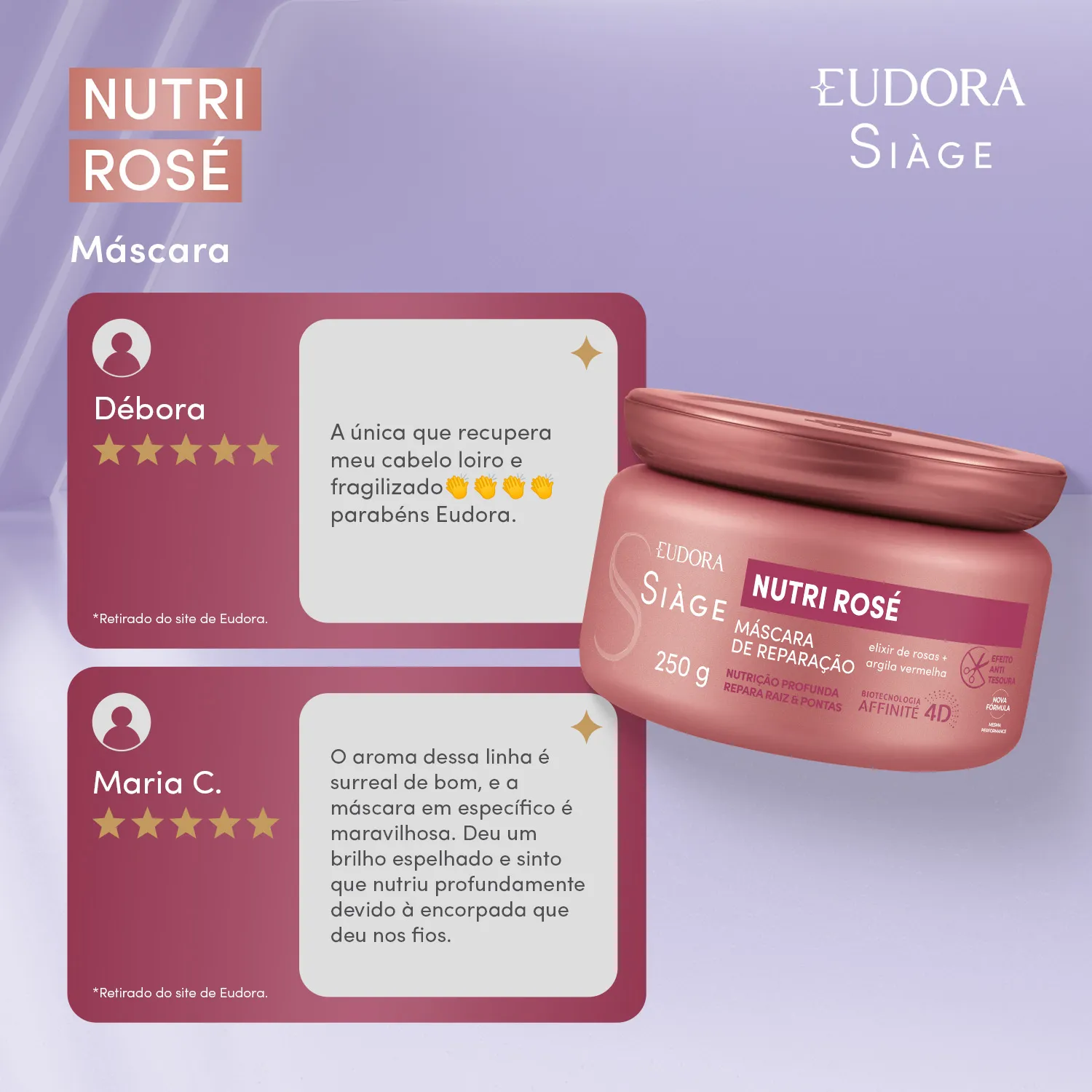 Máscara Capilar Eudora Siàge Nutri Rosé 250g — foto 3