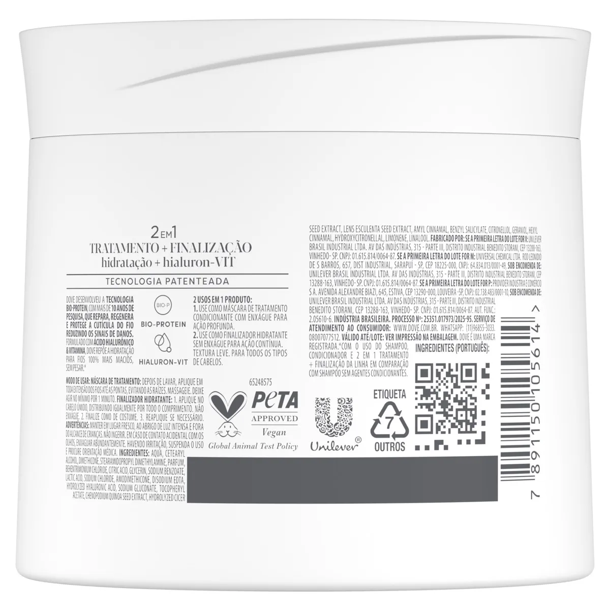 Máscara De Tratamento Capilar Dove Hidratação + Hialuron-Vit 320g — foto 3