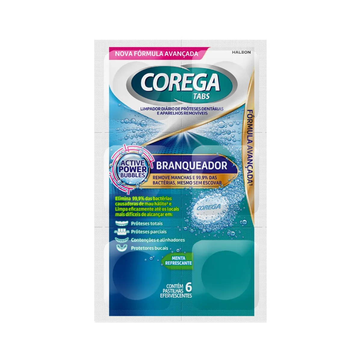 Pastilha de Limpeza Corega Tabs Branqueador 6 Unidades