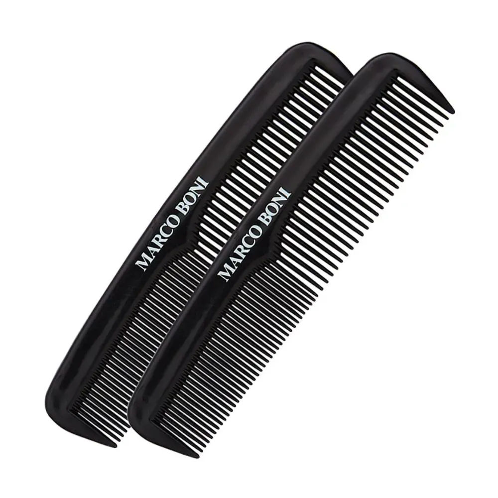 Pente de Cabelo Marco Boni Masculino de Bolso Plástico Preto 2 Unidades