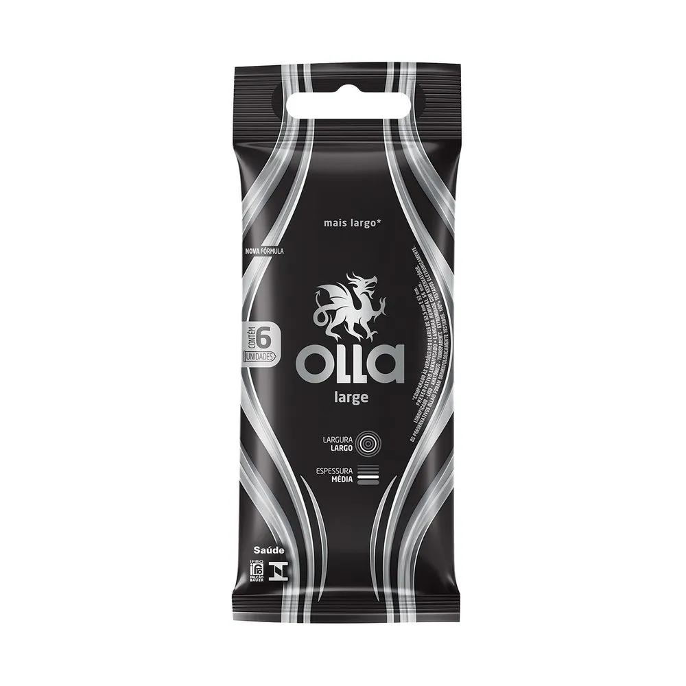 Preservativo Olla Large Lubrificado Mais Largp 6 Unidades