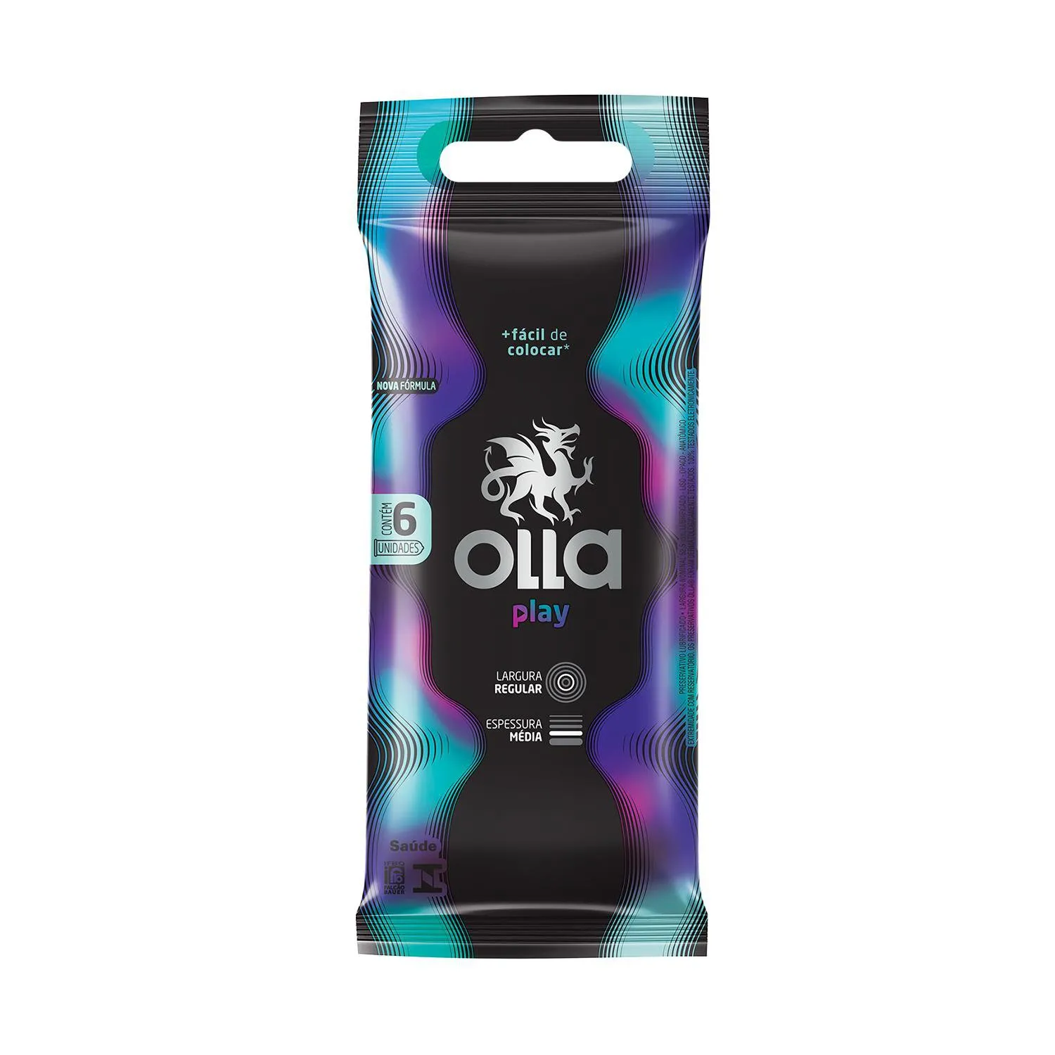 Preservativo Olla Play Lubrificado + Fácil de Colocar 6 Unidades