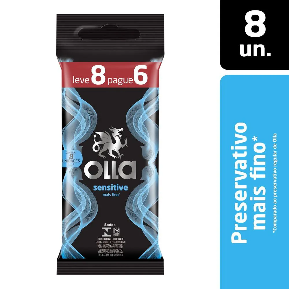 Preservativo Olla Sensitive Lubrificado Mais Fino 8 Unidades — foto 2