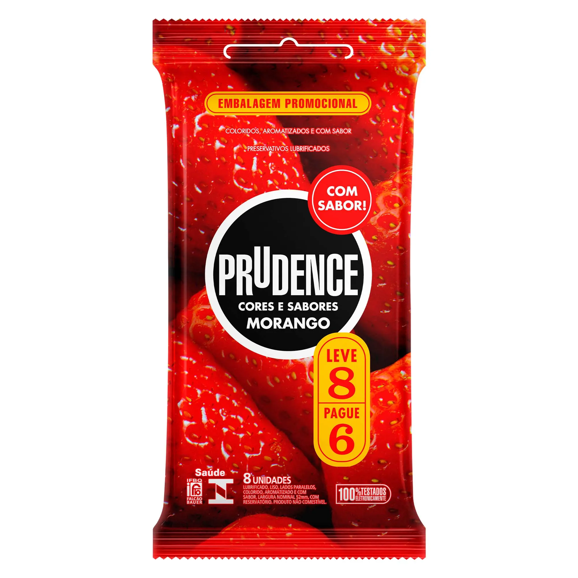 Preservativo Prudence Morango Pague 6 E Leve 8 Unidades