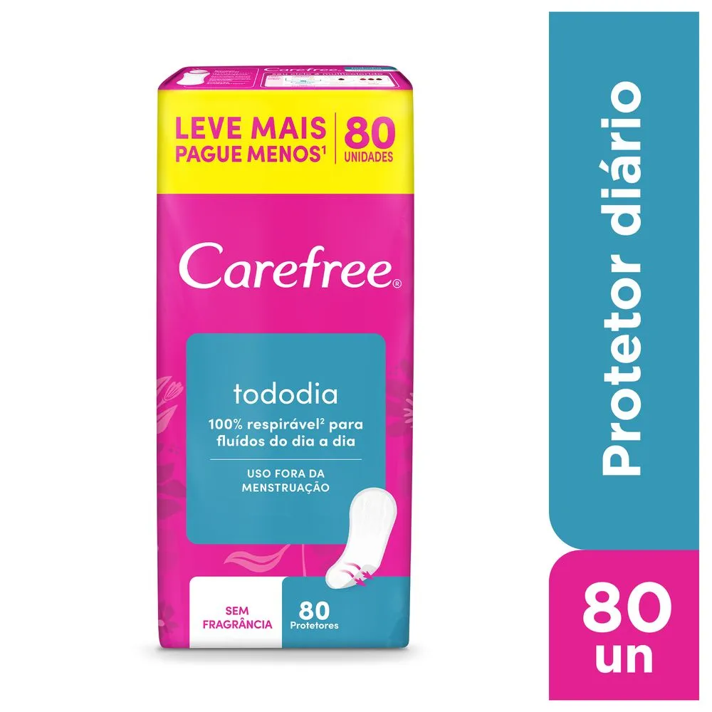 Protetor Diário Carefree Todo Dia Sem Perfume 80 Unidades