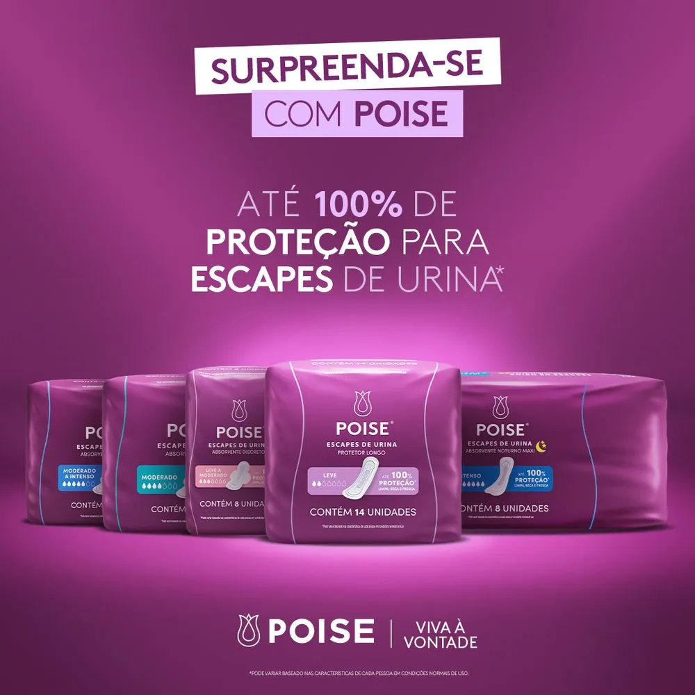 Protetor Diário Poise Longo Escapes de Urina Leves 14 Unidades — foto 7