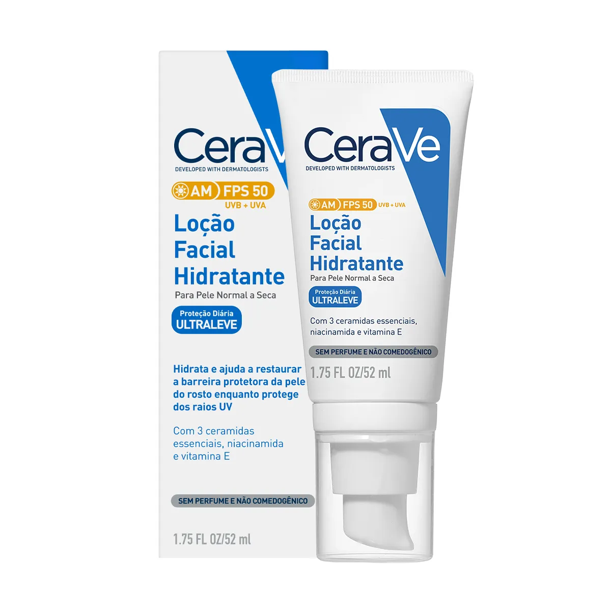 Protetor Solar Facial CeraVe AM Hidratante FPS50 Sem Perfume 52ml — foto 14