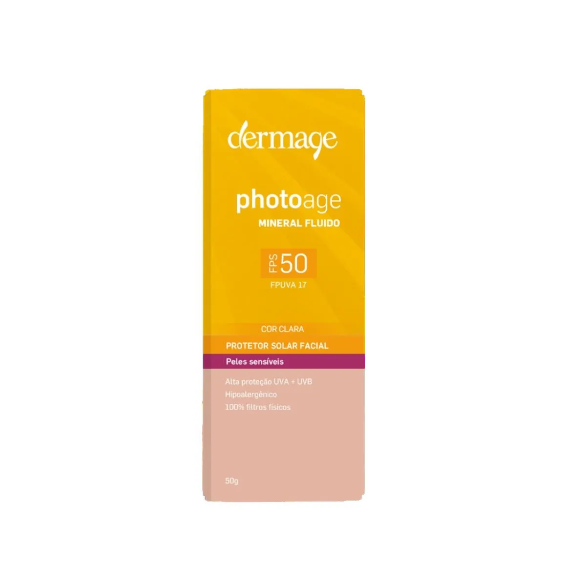 Protetor Solar Facial Dermage Photoage Mineral Uvb + Uva Cor Clara Fps50 50g