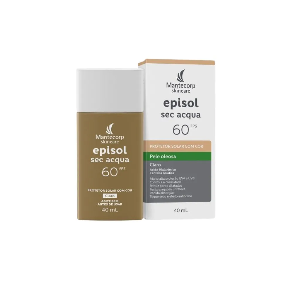 Protetor Solar Facial Episol Sec Acqua FPS60 Claro 40ml