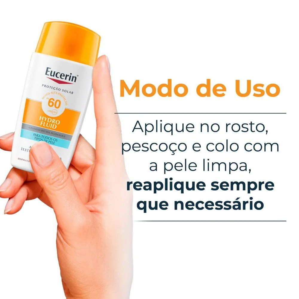 Protetor Solar Facial Eucerin Sun Hydro Fluid FPS60 50ml — foto 7