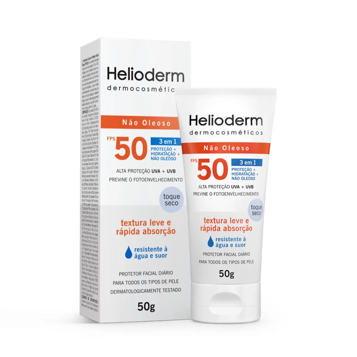 Protetor Solar Facial Helioderm 3 em 1 FPS50 Oil Free 50g